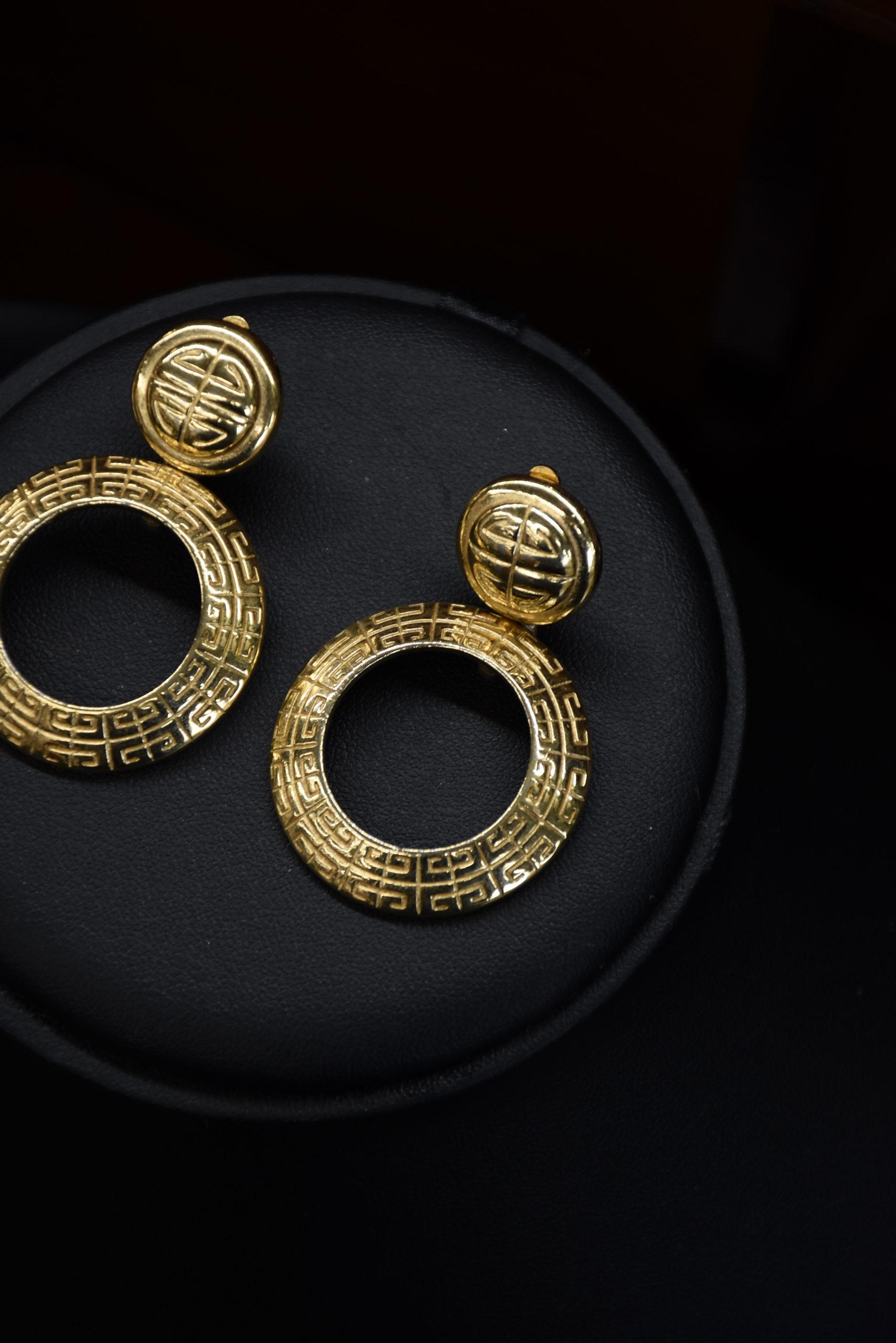 Vintage Givenchy Logo Clip-On Earrings Gold Tone Open Circle Design - Image 7